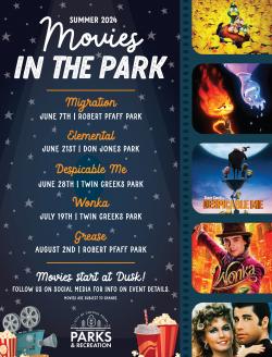 Movies in the Park Summer Schedule 2024
